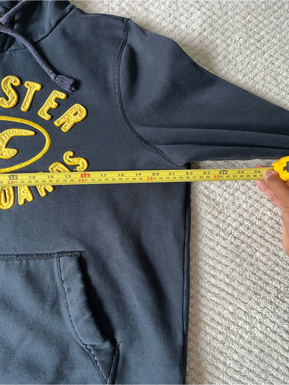 Hollister Navy Blue Hoodie with Yellow Logo - Picture 9 of 10